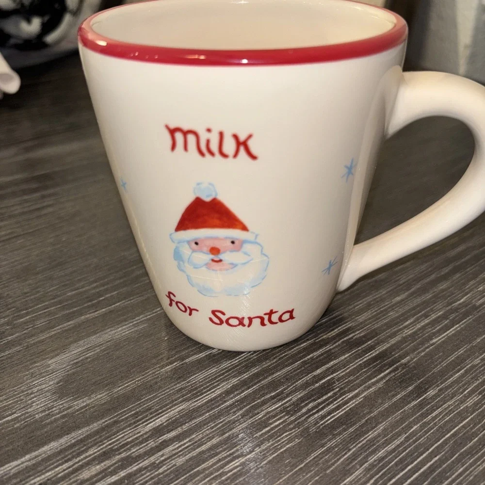 Pottery Barn Milk For Santa Mug/Cup‎ Merry Christmas Inside-EXCELLENT CONDITION